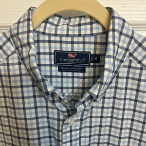 Vineyard Vines Light Blue Plaid Men's Shirt Medium